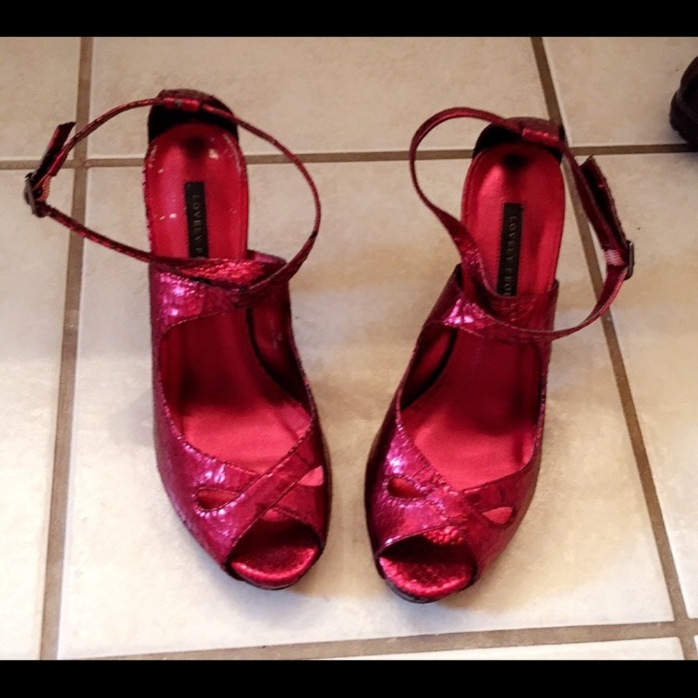 Lovely People Red snake heels